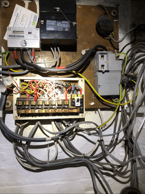 Domestic consumer unit and wiring, installation in progress